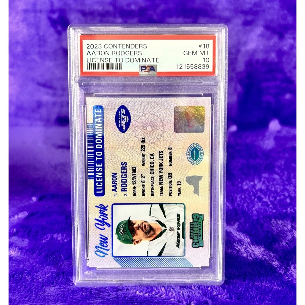 Aaron Rodgers 2023 Panini Contenders License to Dominate Case Hit SSP PSA 10